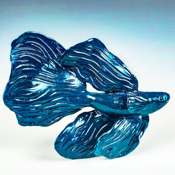 Blue flat fish sculpture